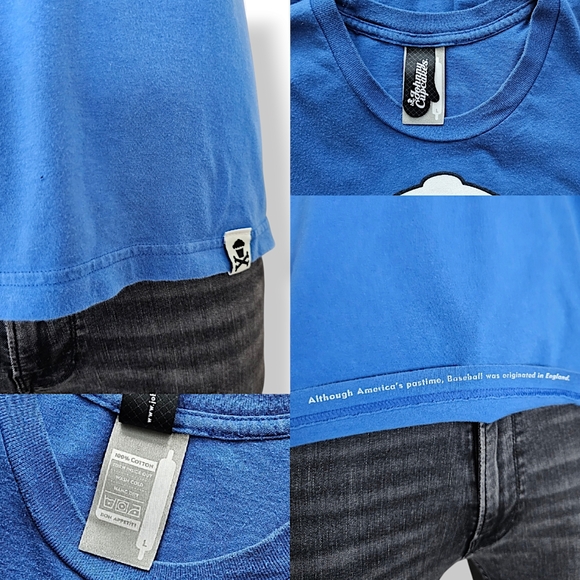 Johnny Cupcakes Vintage Blue Baseball Print Graphic Tee Size Large - Picture 7 of 8